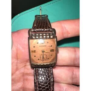 VINTAGE 1940's ROGERS ART DECO WATCH ORIGINAL DIAL WIND UP WORKING